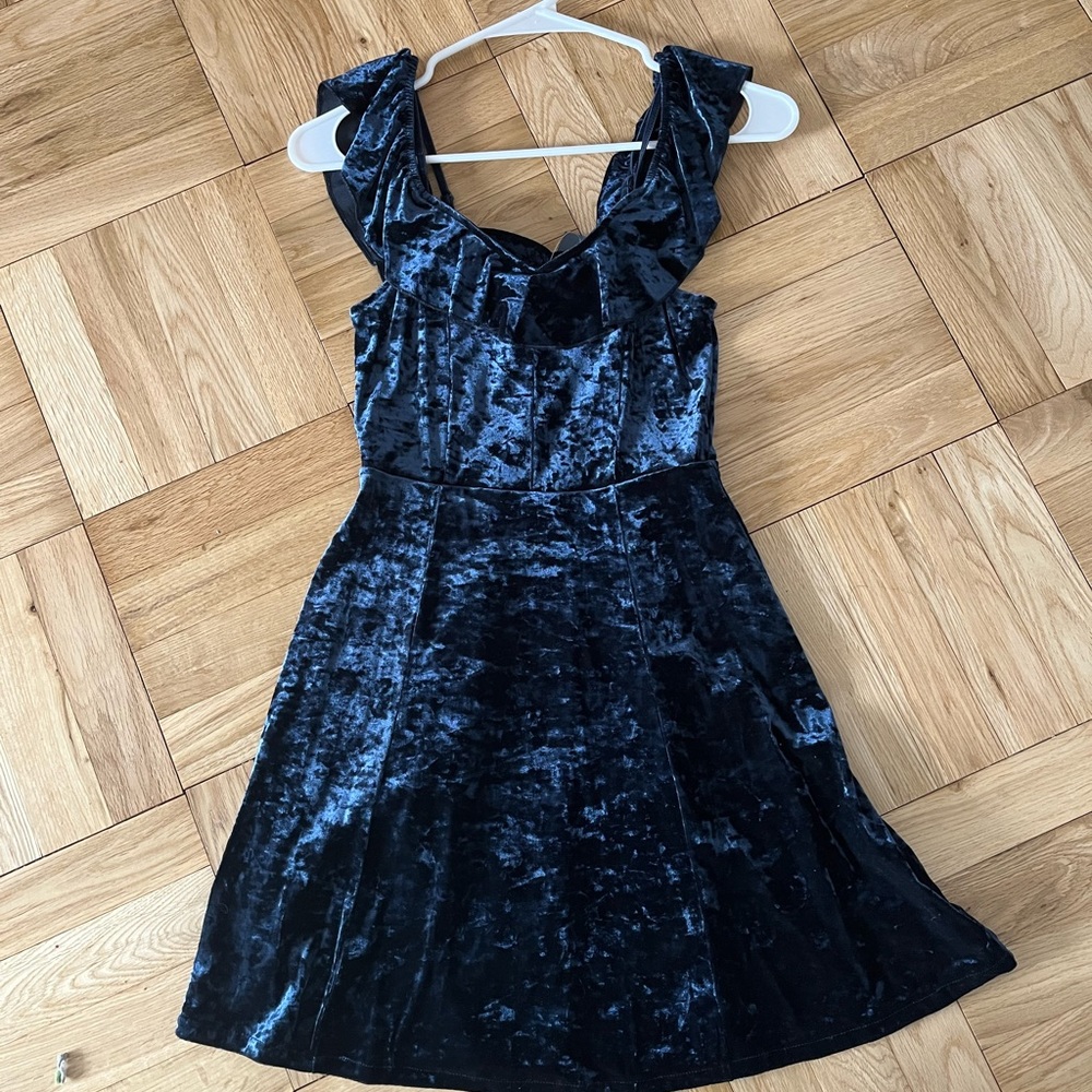 Navy blue velvet mini dress by American Eagle